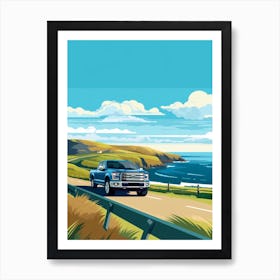 A Ford F 150 In Causeway Coastal Route Illustration 2 Art Print