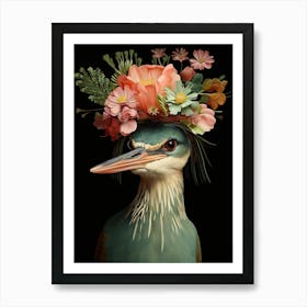 Bird With A Flower Crown Green Heron 4 Art Print