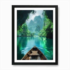 Boat In A Cave 1 Art Print