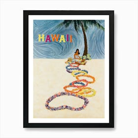 Hawaii Leis Vintage Travel Poster Art Print