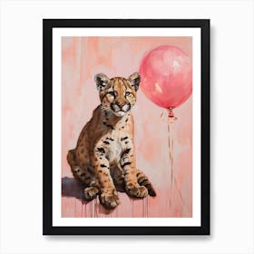 Cute Cougar 2 With Balloon Art Print