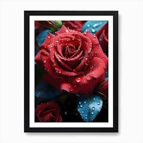 Eternal Rain-Kissed Rose Art Print