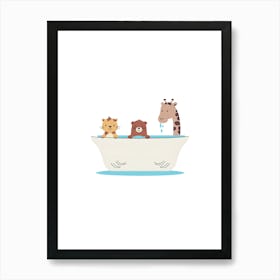 Animals In The Bath Art Print