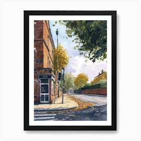 Havering London Borough   Street Watercolour 2 Art Print