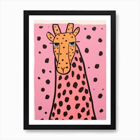 Pink Polka Dot Giraffe 1 Art Print