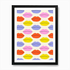 Retro Vibrant Colorful Lips Grid Teen Affiche