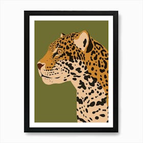 Jungle Safari Jaguar on Green Art Print