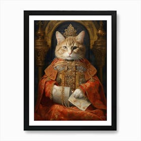 Royal Cat On Throne 2 Art Print