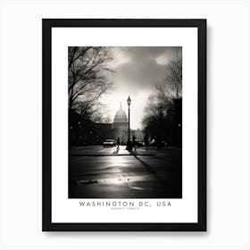 Poster Of Washington Dc, Usa, Black And White Analogue Photograph 4 Art Print