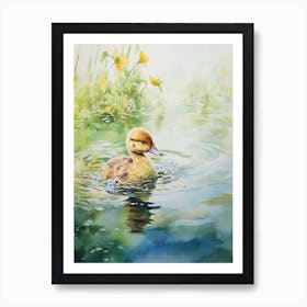 Duckling Splashing Around 2 Art Print