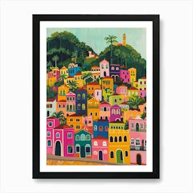 Kitsch Colourful Rio De Janeiro Cityscape 2 Art Print