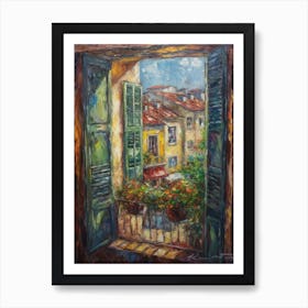 Window View Of Venice In The Style Of Impressionism 1 Art Print