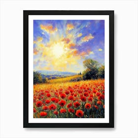 Flowers Field Red Poppies Paintings Monet Painting Claude Impressionism Paint Landscape Art Print