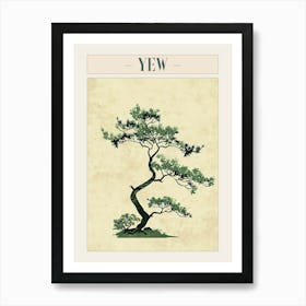 Yew Tree Minimal Japandi Illustration 4 Poster Art Print