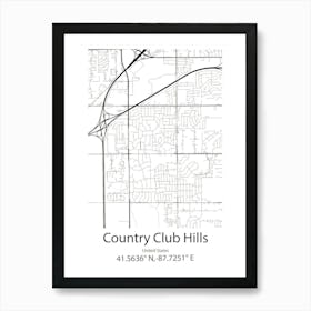 Country Club Estates,United States Minimalist Map Art Print