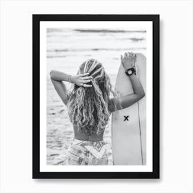 Curly Surf Girl Art Print