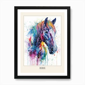 Horse Colourful Watercolour 4 Poster Art Print
