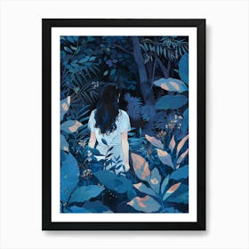 In The Garden Blue 3 Art Print