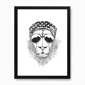 Wild lion (bw) Art Print