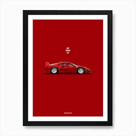 Cars in Colors, Ferrari F40 Art Print