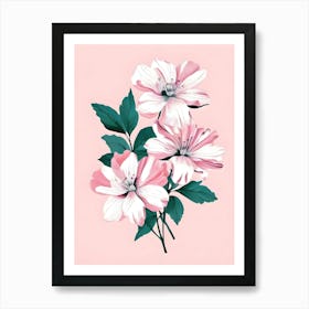 Pink Flowers On A Pink Background 4 Art Print