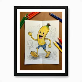 Banana Drawing Art Print