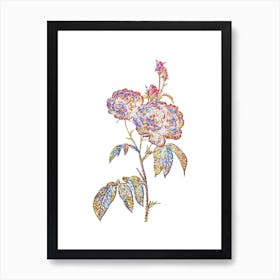 Stained Glass Purple Roses Mosaic Botanical Illustration on White n.0158 Art Print