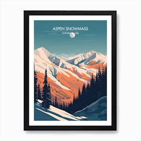 Poster Of Aspen Snowmass   Colorado, Usa, Ski Resort Illustration 2 Art Print