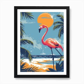 Greater Flamingo Renaissance Island Aruba Tropical Illustration 5 Affiche