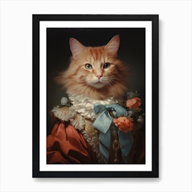 Royal Cat Portrait Rococo Style 6 Art Print