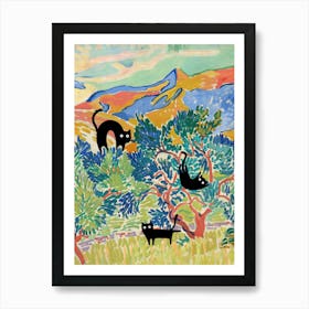 Cats In Famous Gardens Derain Mountains At Collioure Art Print