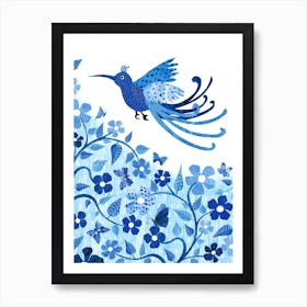Blue Hummingbird Art Print