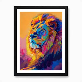 Southwest African Lion Lion In Different Seasons Fauvist Painting 3 Art Print
