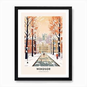 Vintage Winter Travel Poster Windsor United Kingdom 2 Art Print