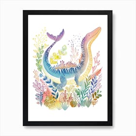 Pastel Icthyosaurus Dinosaur 3 Art Print