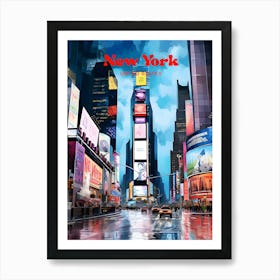 New York United States Times Square Modern Travel Illustration Art Print