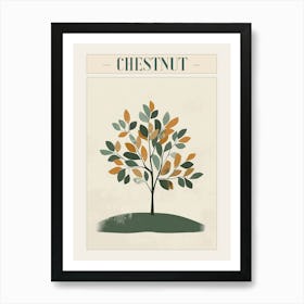 Chestnut Tree Minimal Japandi Illustration 1 Poster Art Print