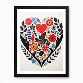 Floral Folky Heart 1 Affiche