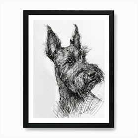 Scottish Terrier Dog Line Sketch 3 Art Print