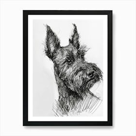 Scottish Terrier Dog Line Sketch 3 Affiche