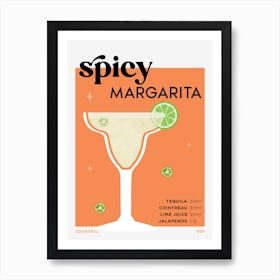 Spicy Margarita in Orange Cocktail Recipe Art Print