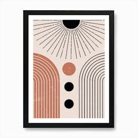 Abstract Geometric Minimalist Circles Curved Lines Art Print