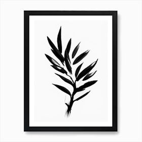 Olive Branch 1 Symbol Black And White Painting Art Print