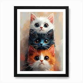 Cute Cats Stacked Together 4 Art Print