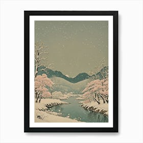 Snowy Landscape With Stream Art Print