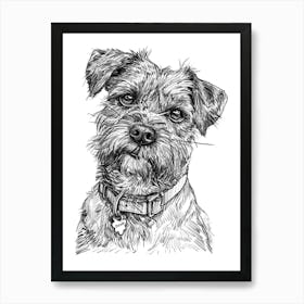 Border Terrier Dog Line Sketch 2 Art Print