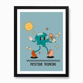 Positive Thinking Comic Earth Retro Print Art Print