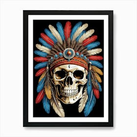 Skull Indian Headdress (13) Art Print