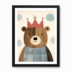 Little Grizzly Bear 2 Wearing A Crown Art Print