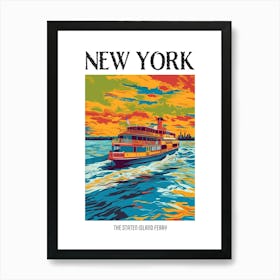 The Staten Island Ferry New York Colourful Silkscreen Illustration 1 Poster Art Print